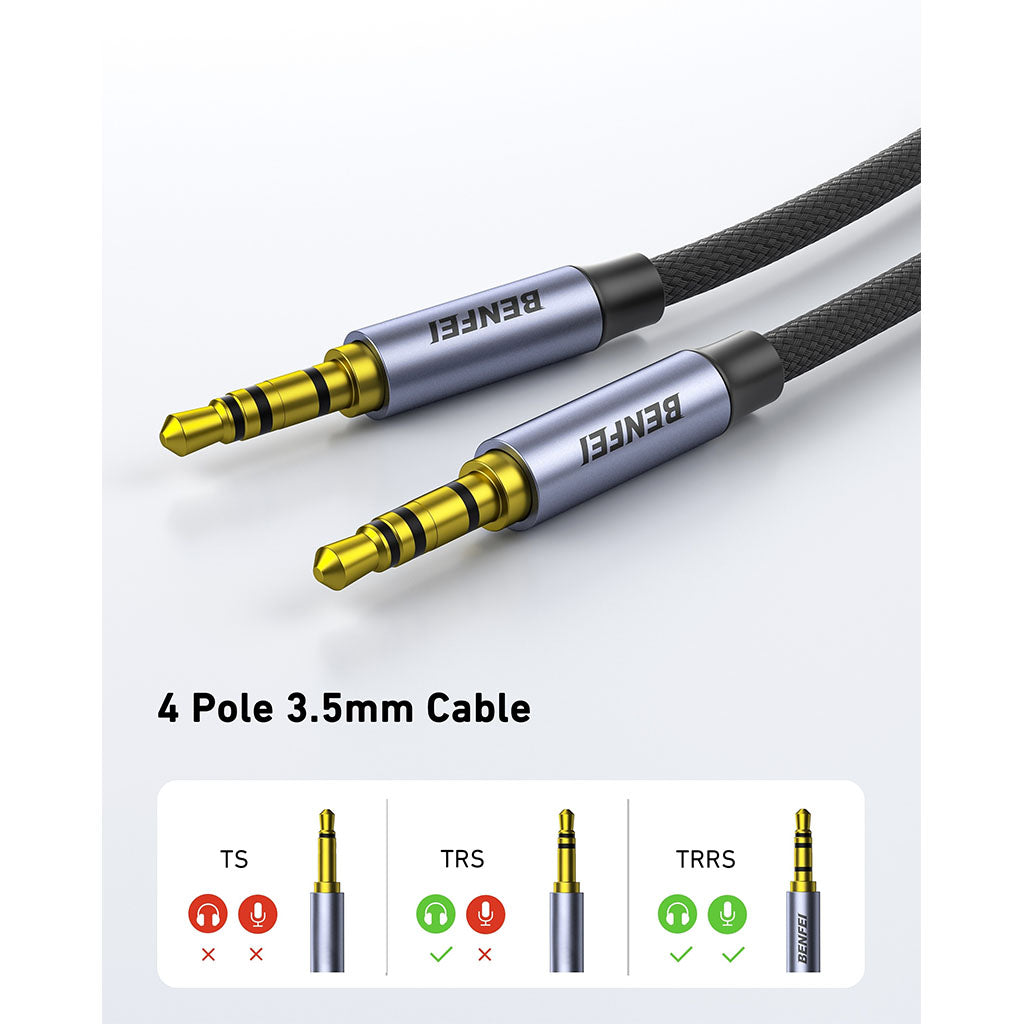 BENFEI 427GY 5m 3.5mm TRRS Male to Male Audio Cable(ELEBEN427GY5M) - 4