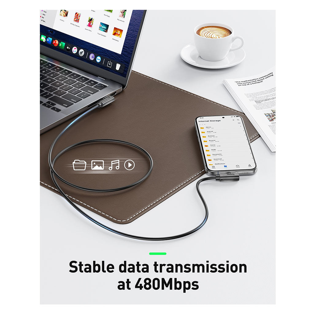 BENFEI 429BK-1M 1m Right Angle USB-C to USB-C Nylon Braided Cable(ELEBEN429BK1M) - 4