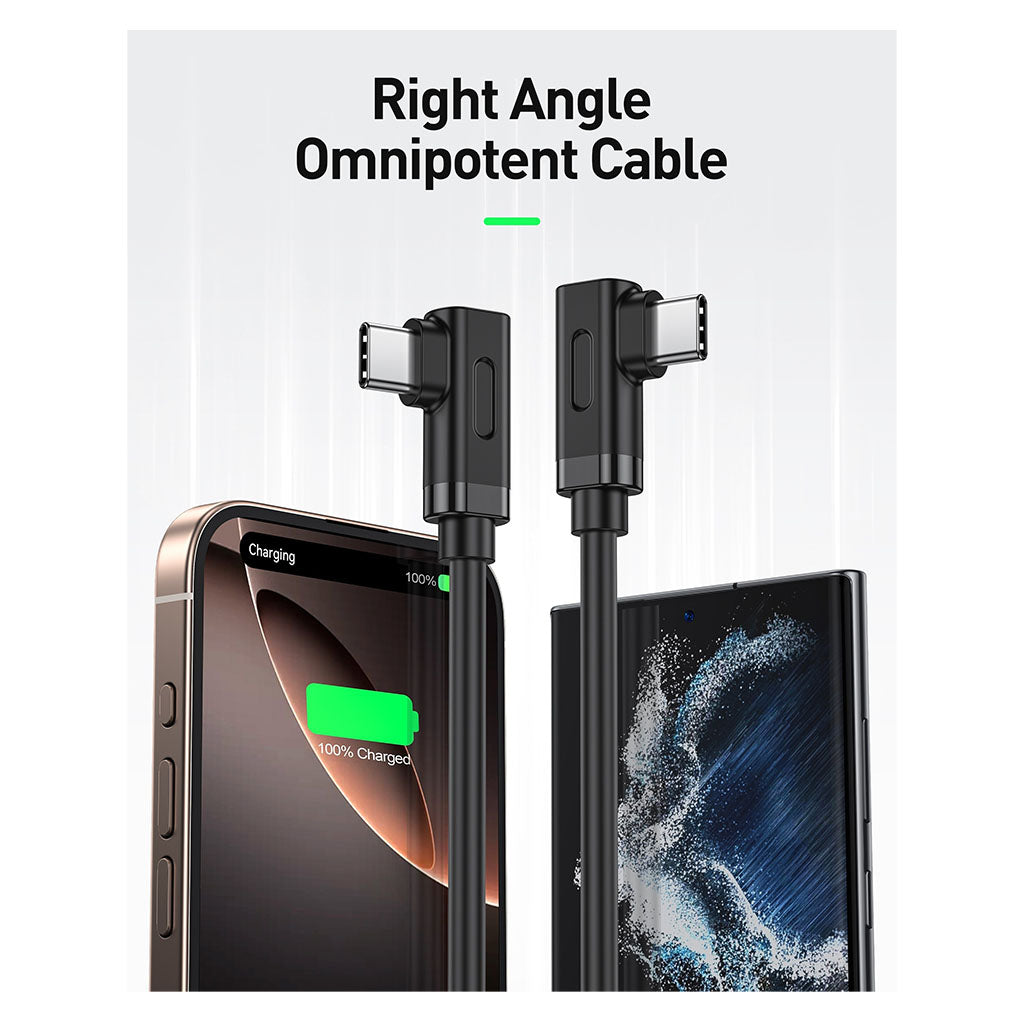 BENFEI 429BK-1M 1m Right Angle USB-C to USB-C Nylon Braided Cable(ELEBEN429BK1M) - 5