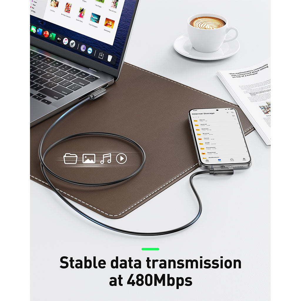 BENFEI 429BK-2M 2m Right Angle USB-C to USB-C Nylon Braided Cable(ELEBEN429BK2M) - 2