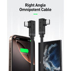BENFEI 429BK-2M 2m Right Angle USB-C to USB-C Nylon Braided Cable(ELEBEN429BK2M) - 3