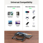 BENFEI 429BK-3M 3m Right Angle USB-C to USB-C Nylon Braided Cable(ELEBEN429BK3M) - 5