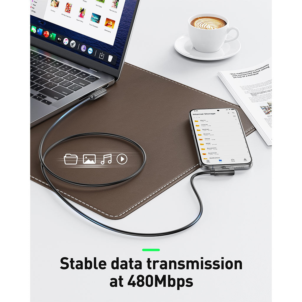 BENFEI 429BK-3M 3m Right Angle USB-C to USB-C Nylon Braided Cable(ELEBEN429BK3M) - 6