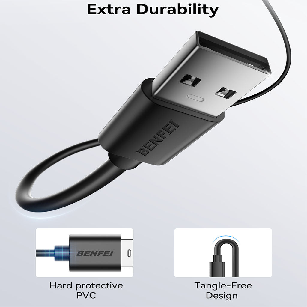 BENFEI 436BK-0.5M 0.5m USB 2.0 Male to Micro USB Data Cable(ELEBEN436BK0-5M) - 3