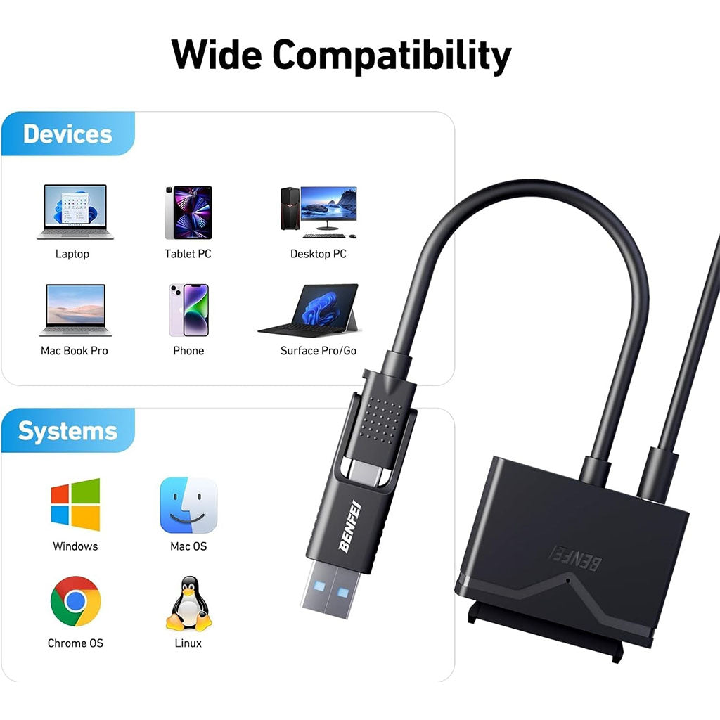 BENFEI USB 3.0 to SATA III Hard Drive Adapter(ELEBEN221BK) - 5