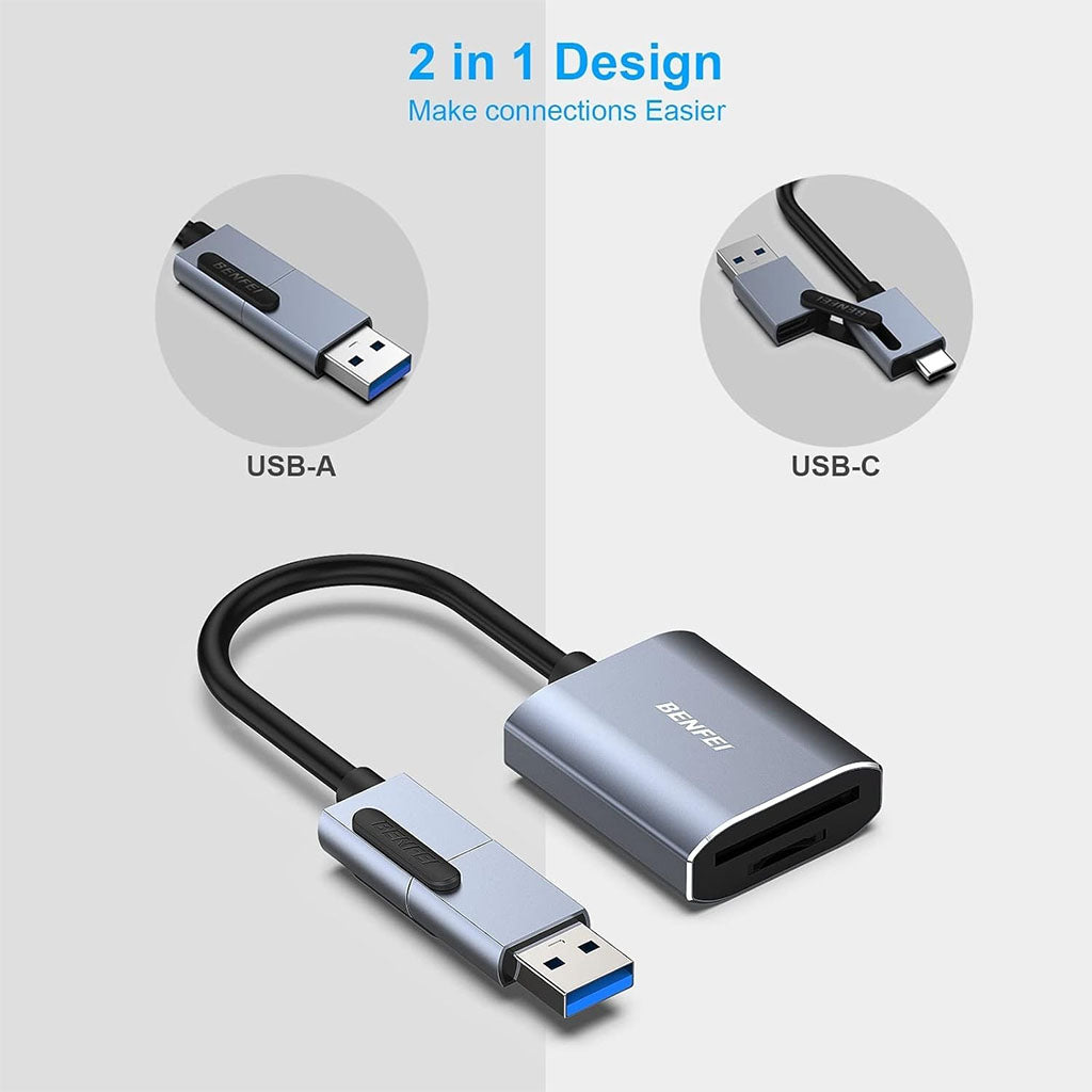 BENFEI USB to SD TF Card Reader(ELEBEN271GY) - 2