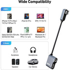 BENFEI USB-C to Audio Jack Adapter w/ 60W Fast Charging(ELEBEN361GY) - 3