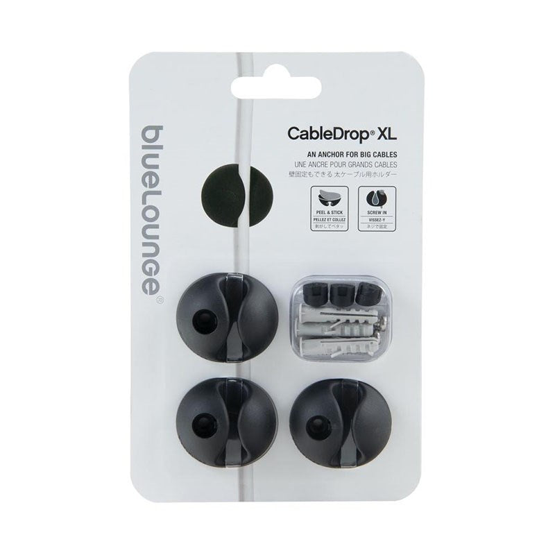 BlueLounge Cabledrop XL Cable Organiser - Black(CDXL-BL) - 1
