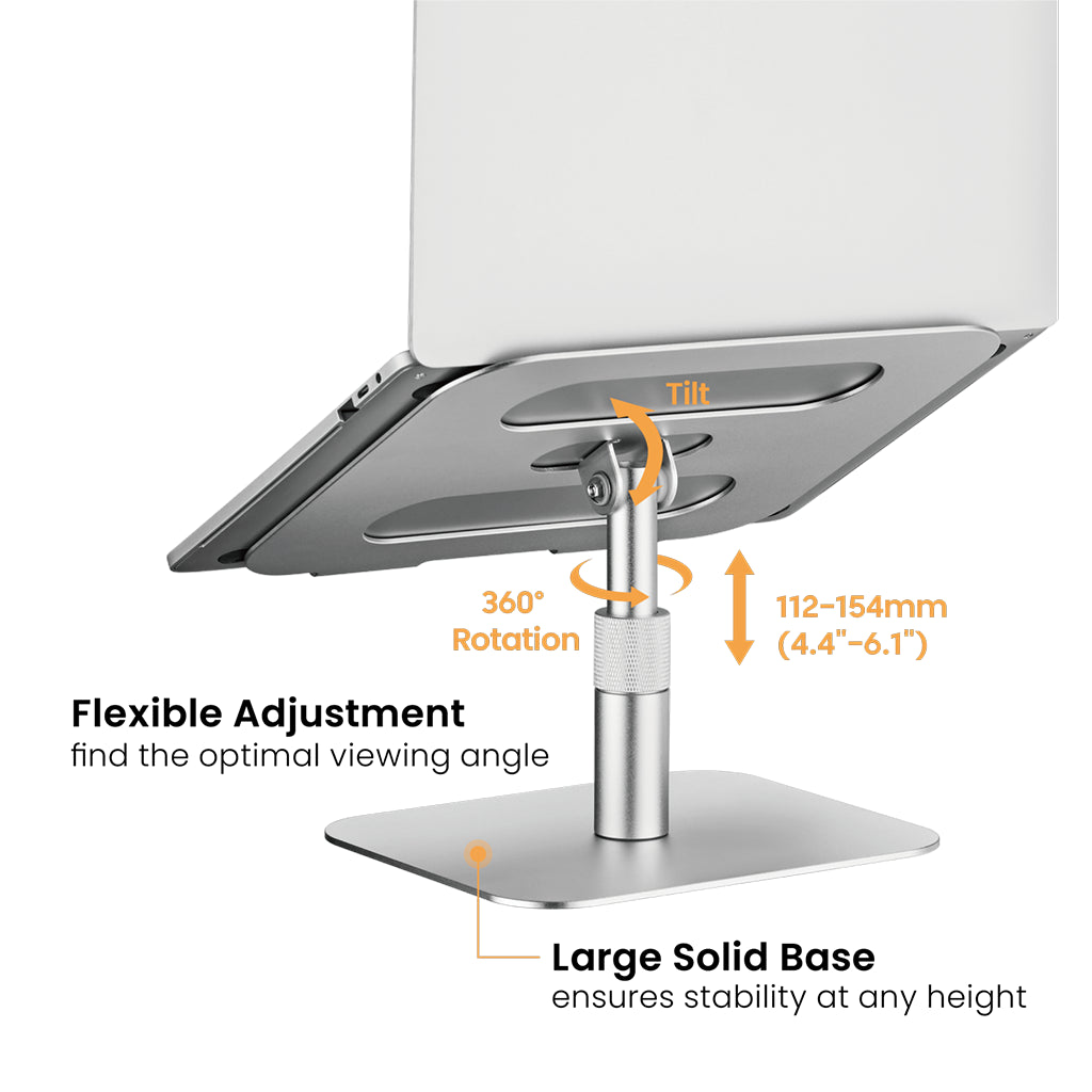 Brateck Adjustable Aluminum Laptop Riser - 11"-15" (Silver)(LPS03-19) - 2