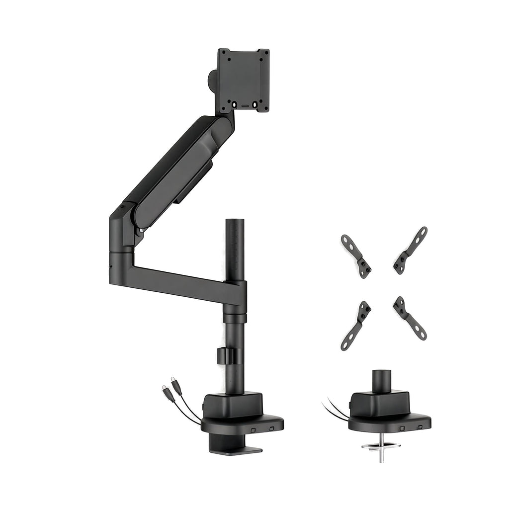 Brateck Heavy Duty Gas Spring Monitor Arm Mount with USB Ports - 24"-57"(LDT92-C012UCP-B) - 1