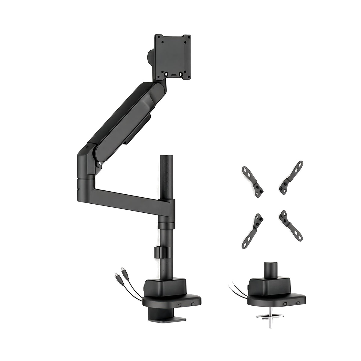 Brateck Heavy Duty Gas Spring Monitor Arm Mount with USB Ports - 24"-57"(LDT92-C012UCP-B) - 1