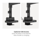 Brateck LDT80-C024UCP Super Heavy-Duty Pole-Mounted Gas Spring Dual Monitor Arm with USB-A/C Ports - Matte Black(LDT80-C024UCP) - 2