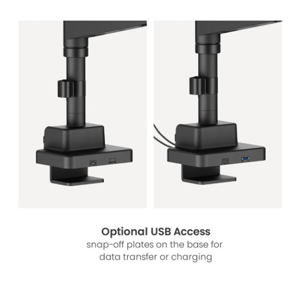 Brateck LDT80-C024UCP Super Heavy-Duty Pole-Mounted Gas Spring Dual Monitor Arm with USB-A/C Ports - Matte Black(LDT80-C024UCP) - 2