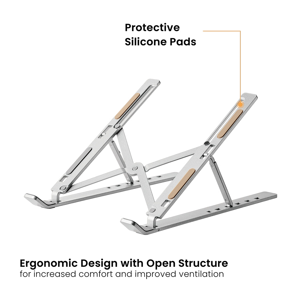 Brateck Portable 6-Level Adjustable Aluminum Laptop Riser - 11"-15" (Silver)(LPS03-3-03) - 5