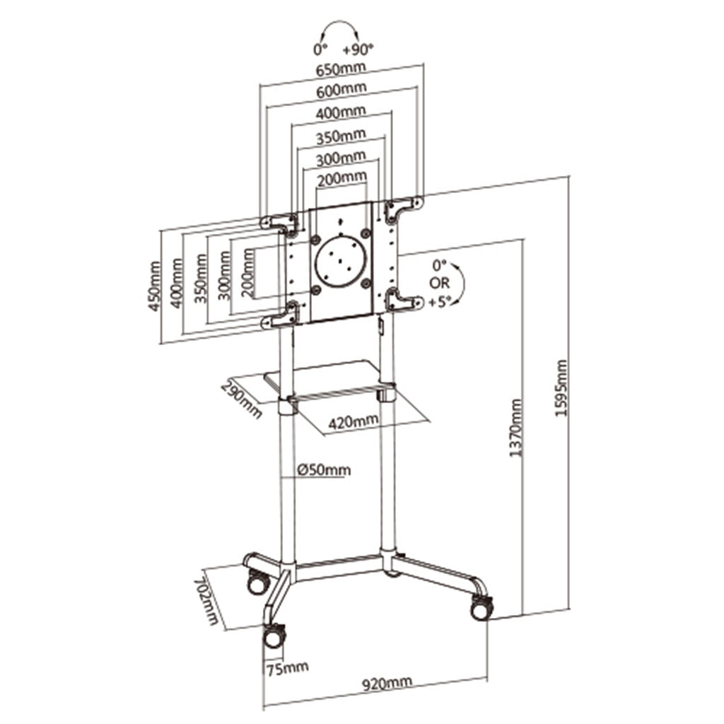 Brateck Rotating Mobile Stand for Interactive Display(TTV11-46TW-WH) - 4
