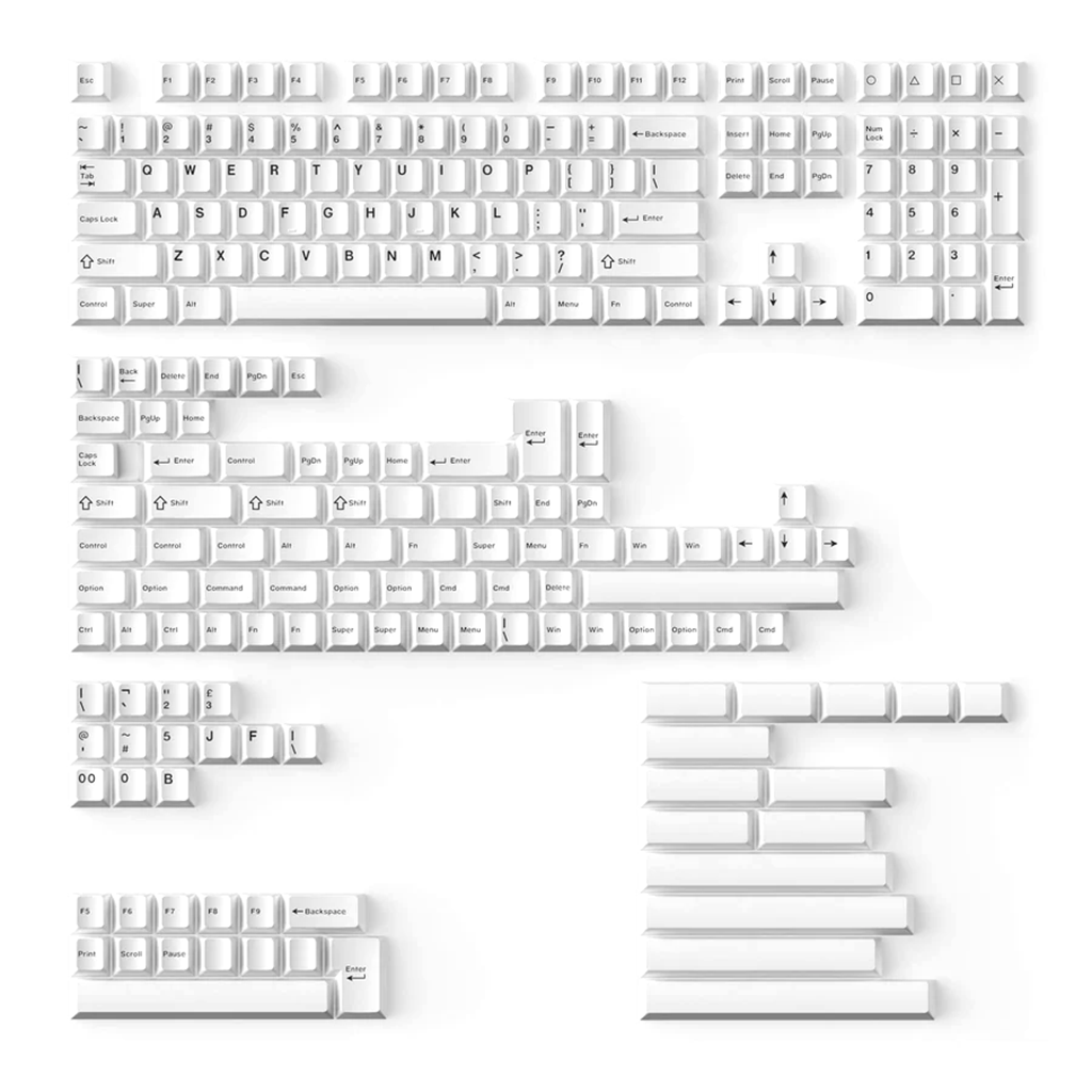 Keychron Cherry Profile Double-shot PBT Keycaps Set - Black on White (218 Keys)(ACCKCPBT11) - 1