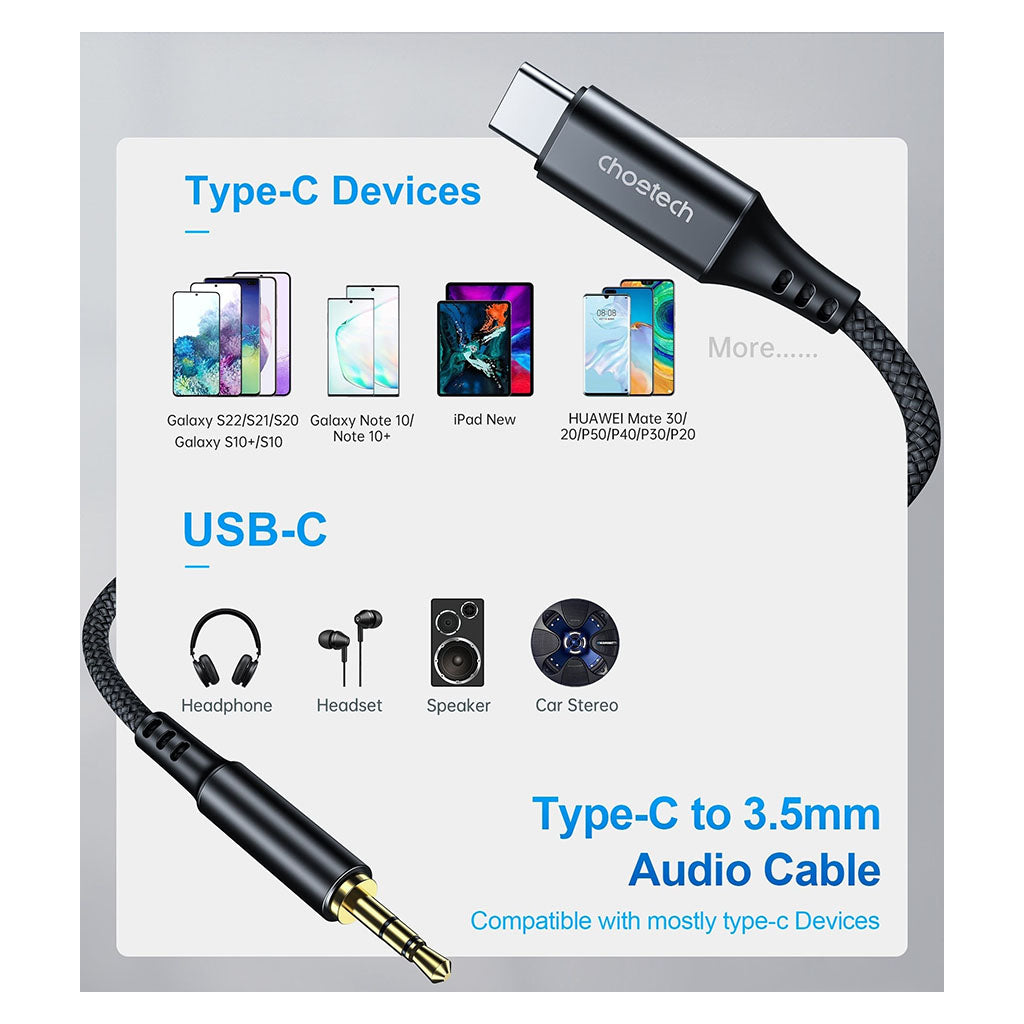 Choetech AUX006 1m Type-C to 3.5mm Audio Cable(ELECHOAUX006) - 2