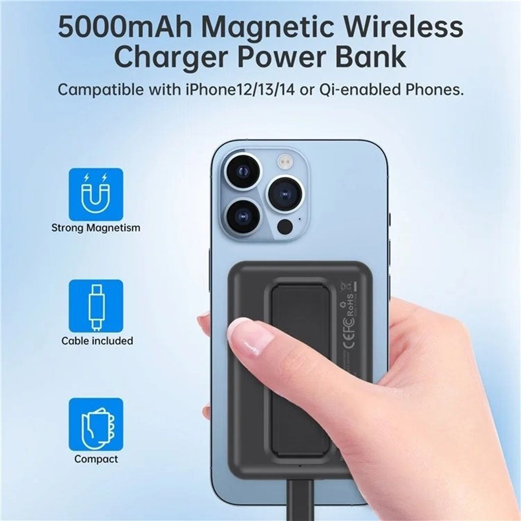 Choetech B662-BK 5000mAh Wireless Magnetic Power Bank - Black(ELECHOB662BK) - 5