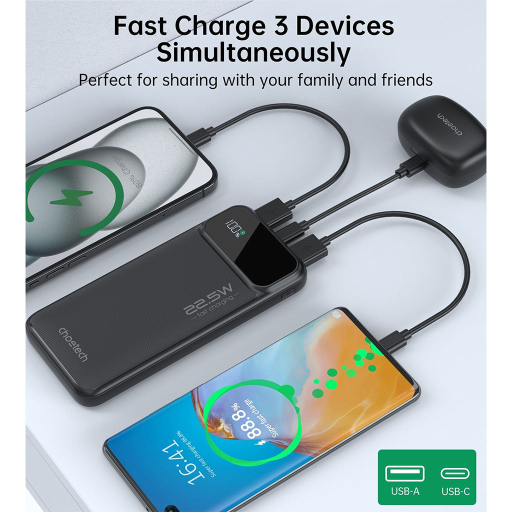 Choetech B728 10000mAh 22.5W PD Power Bank w/ Digital Display(ELECHOB728) - 11