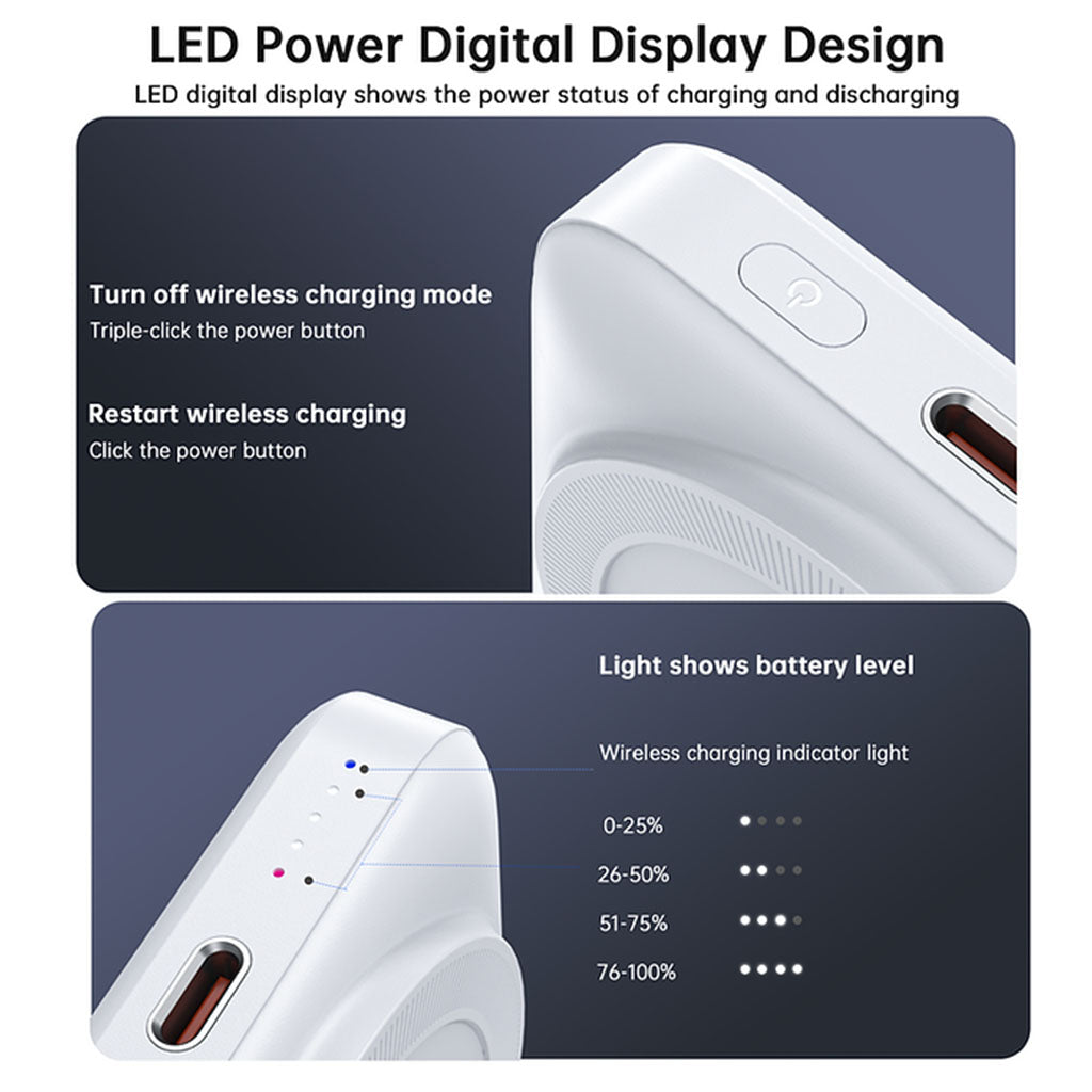 Choetech B743-WH 10000mAh 20W PD Magnetic Power Bank w/ Holder - White(ELECHOB743WH) - 4