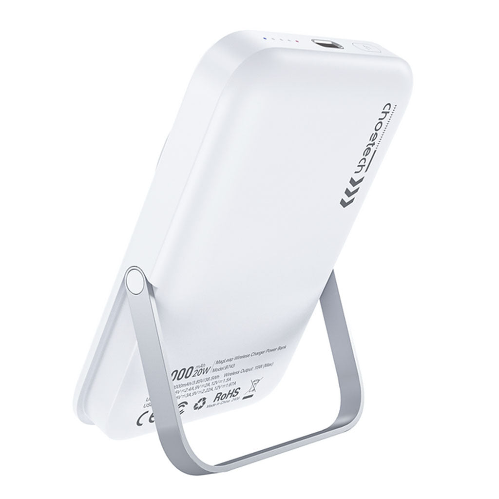 Choetech B743-WH 10000mAh 20W PD Magnetic Power Bank w/ Holder - White(ELECHOB743WH) - 3
