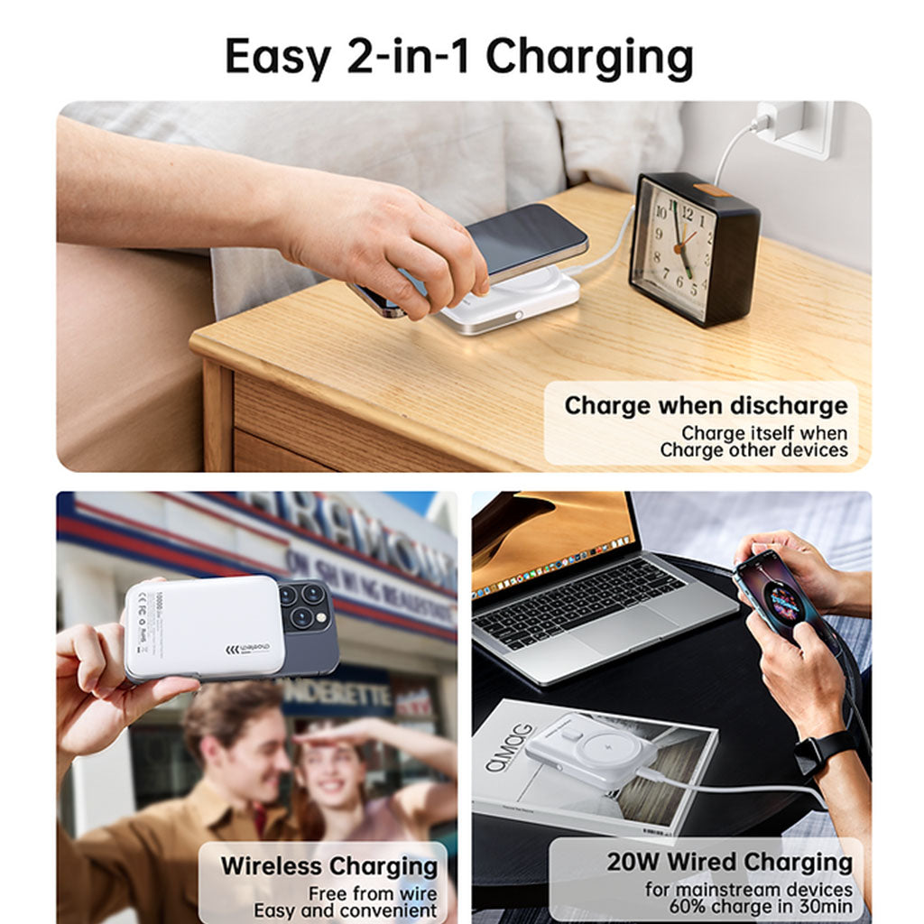 Choetech B743-WH 10000mAh 20W PD Magnetic Power Bank w/ Holder - White(ELECHOB743WH) - 8
