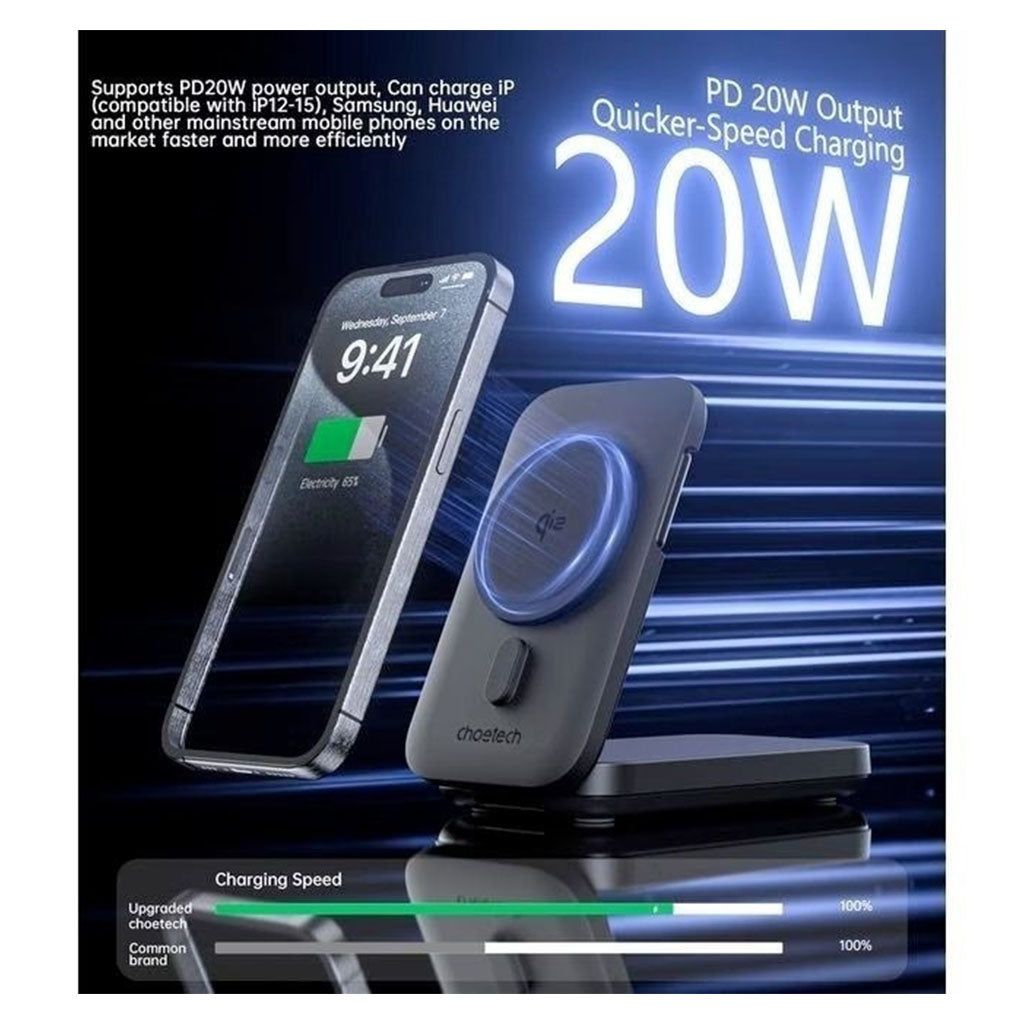 Choetech B750 10000mAh Qi2 Certified 3-in-1 Magnetic Charger Stand(ELECHOB750) - 6