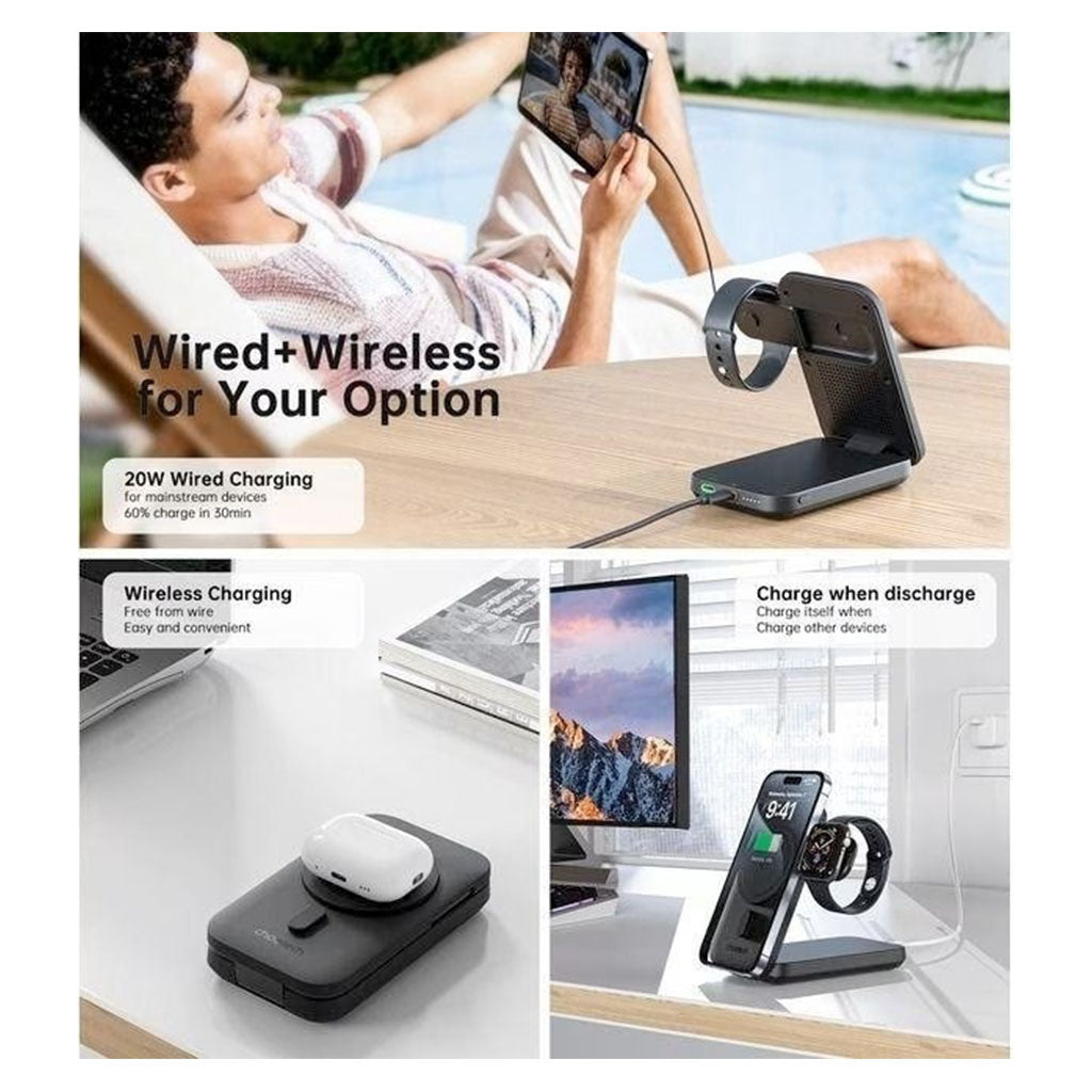 Choetech B750 10000mAh Qi2 Certified 3-in-1 Magnetic Charger Stand(ELECHOB750) - 3