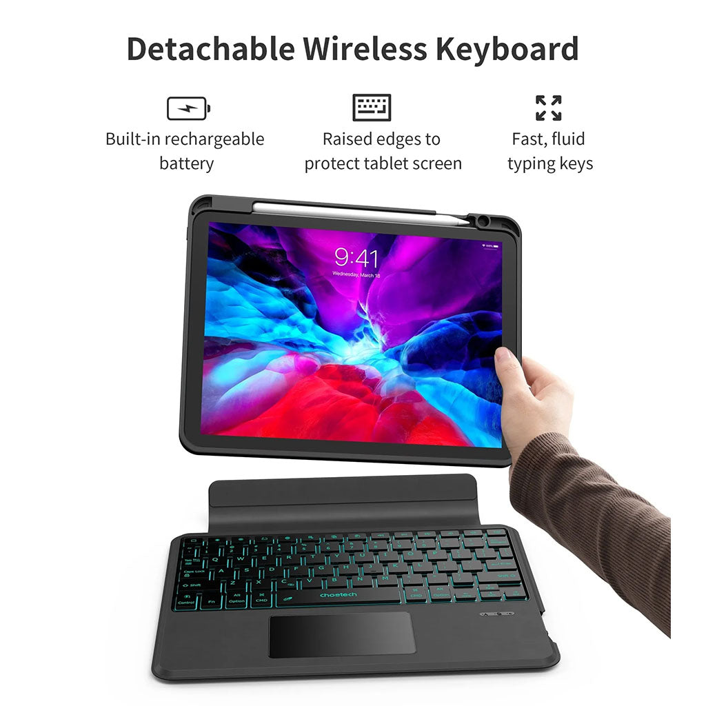 Choetech BH-018 Wireless Keyboard w/ Touchpad & Backlight for iPad Pro 11" - Black(ELECHOBH018BK) - 3