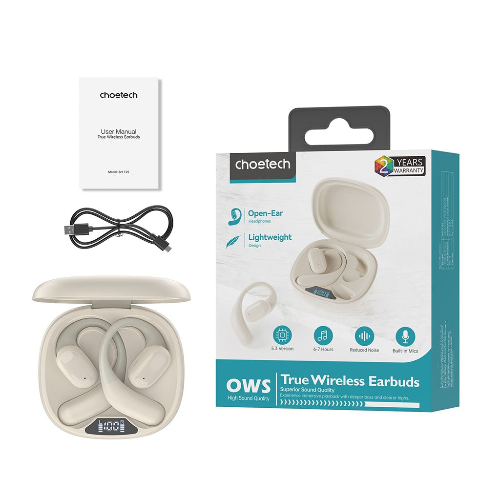 Choetech BH-T25 OWS Bluetooth V5.3 TWS Wireless Earbuds - White(ELECHOBHT25WH) - 9