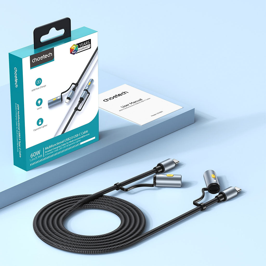 Choetech CC1001 1.2m 60W PD Smart 4-in-1 USB C Cable(ELECHOCC1001) - 9