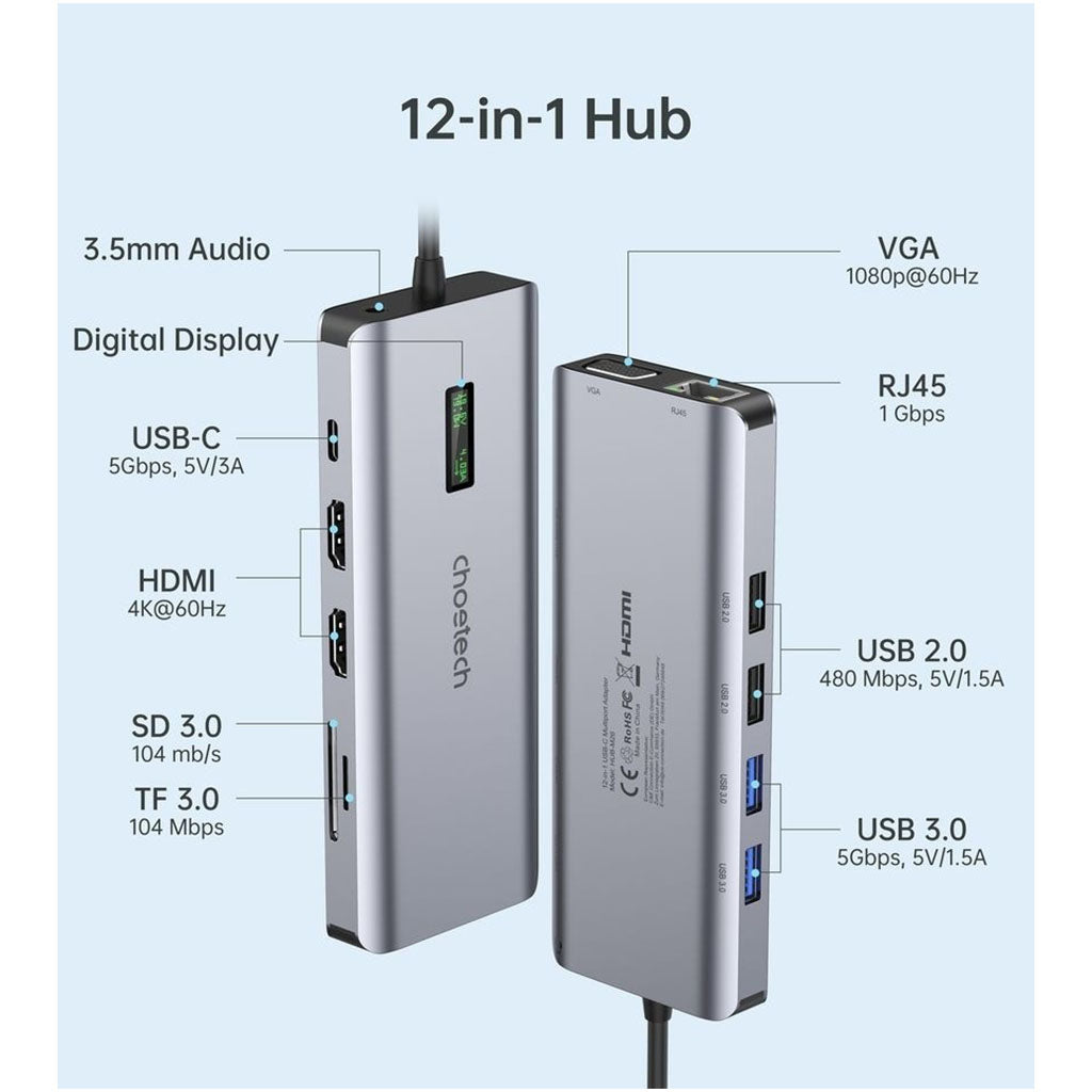Choetech HUB-M26 12-in-1 USB-C Multiport Adapter(ELECHOHUBM26) - 2