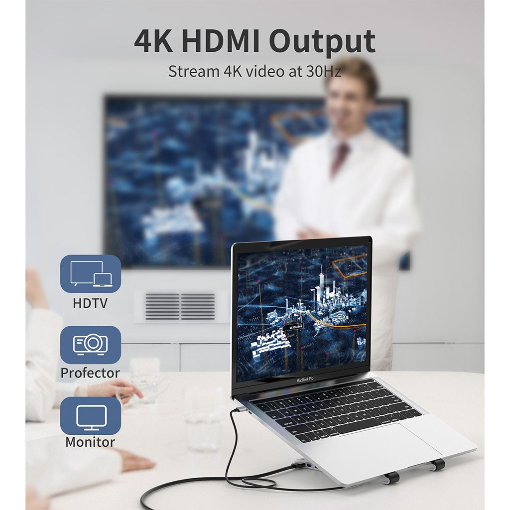Choetech HUB-M43 7-in-1 USB-C Multiport Adapter with Foldable Laptop Stand(ELECHOHUBM43) - 7