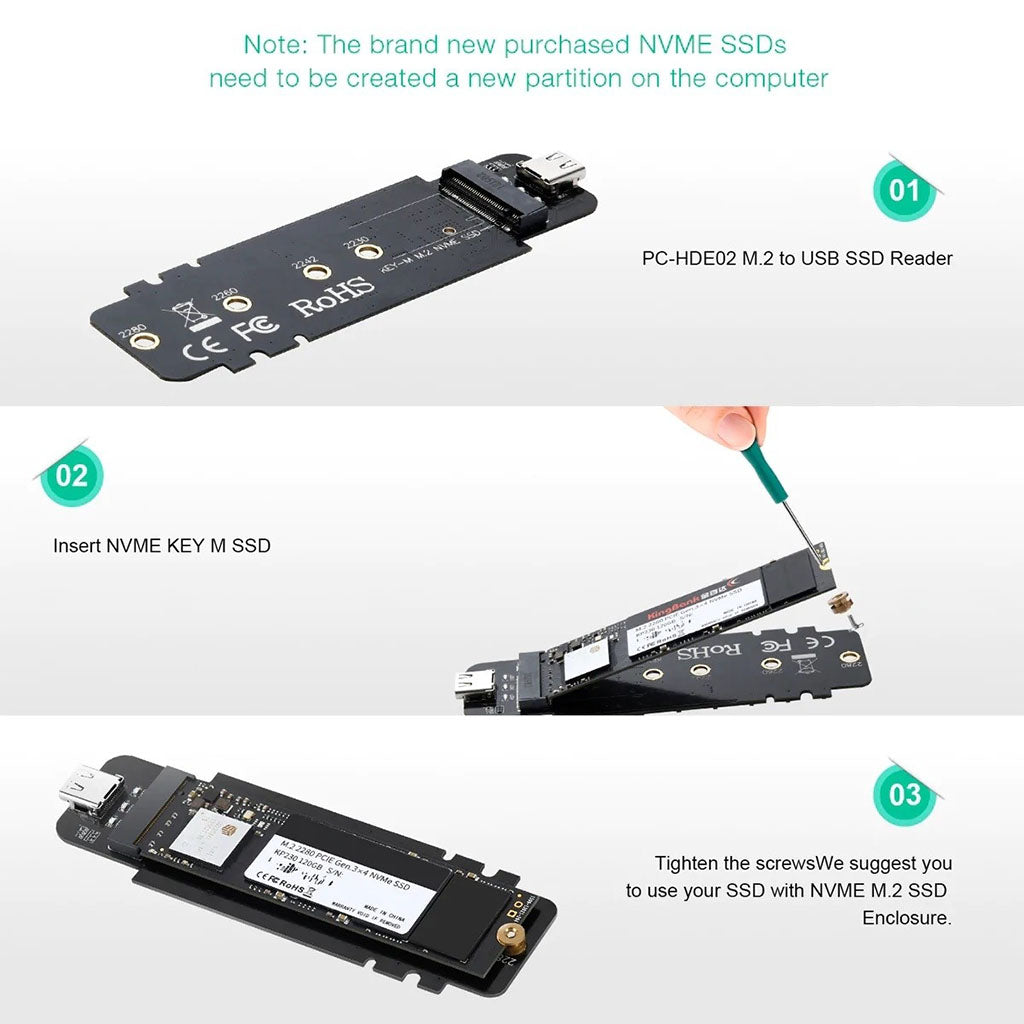 Choetech PC-HDE02 M.2 to USB SSD Reader(ELECHOPCHDE02) - 3