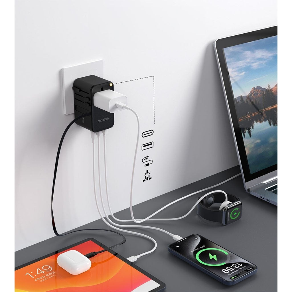 Choetech PD5022 70W Travel Adapter w/ Built-in USB-C Cable - Black(ELECHOPD5022) - 2