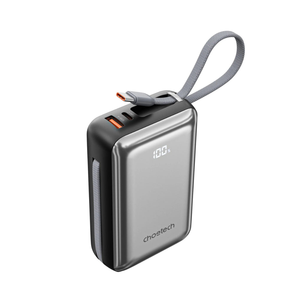 Choetech PowerLeap 20000mAh 45W Power Bank with USB-C & Lightning Cables - Silver Black(CTB836BK) - 2