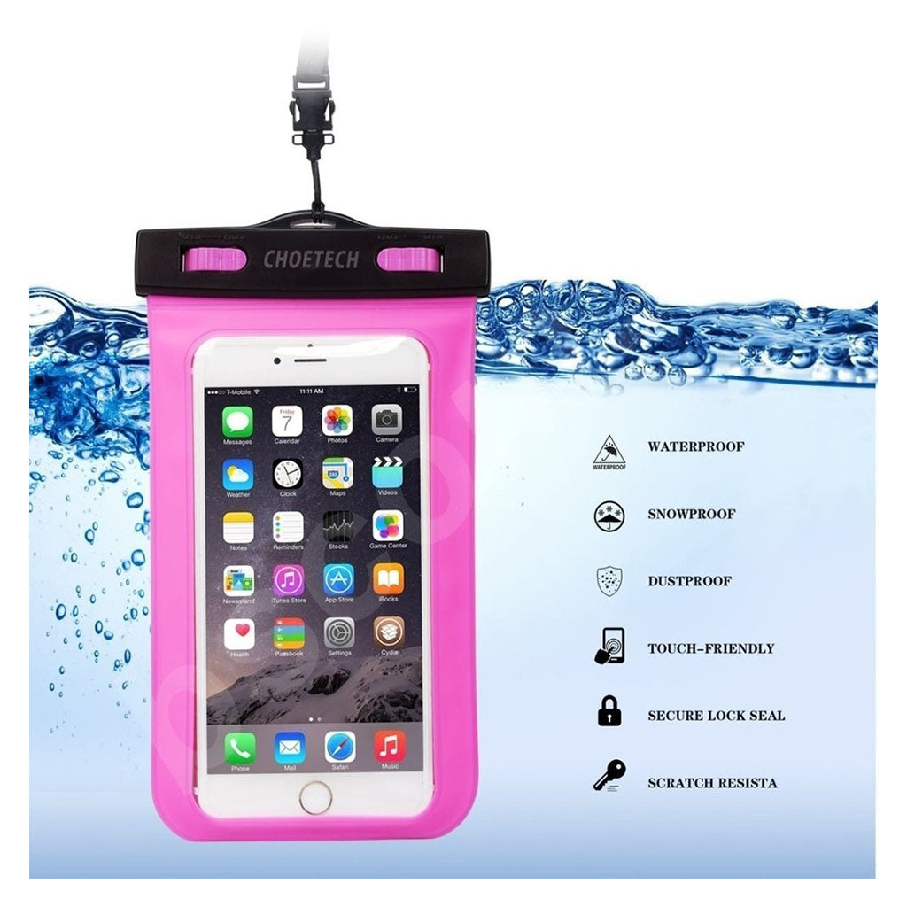 Choetech WPC007-PK Universal Waterproof Cell Phone Pouch Bag up to 8" - Pink(ELECHOWPC007PK) - 3