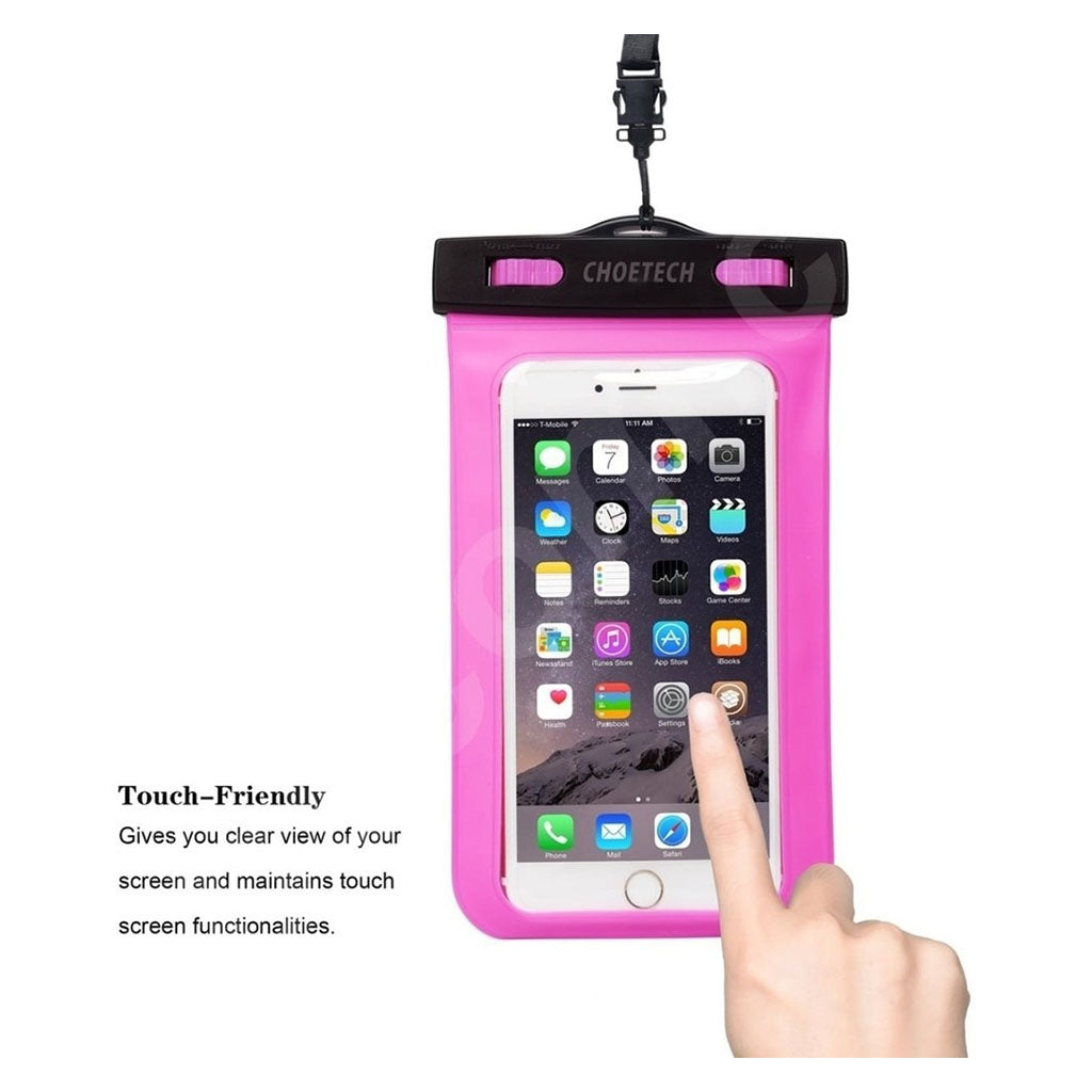 Choetech WPC007-PK Universal Waterproof Cell Phone Pouch Bag up to 8" - Pink(ELECHOWPC007PK) - 5