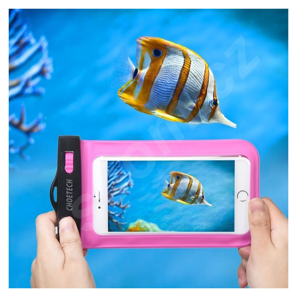 Choetech WPC007-PK Universal Waterproof Cell Phone Pouch Bag up to 8" - Pink(ELECHOWPC007PK) - 8
