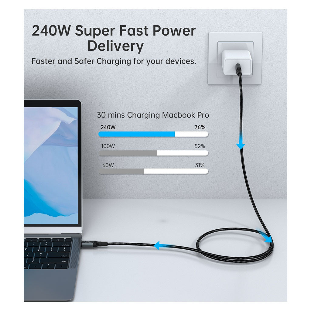 Choetech XCC-1042 2m 240W PD 8K 60Hz Video & Audio USB-C Braided Cable(ELECHOXCC1042) - 6