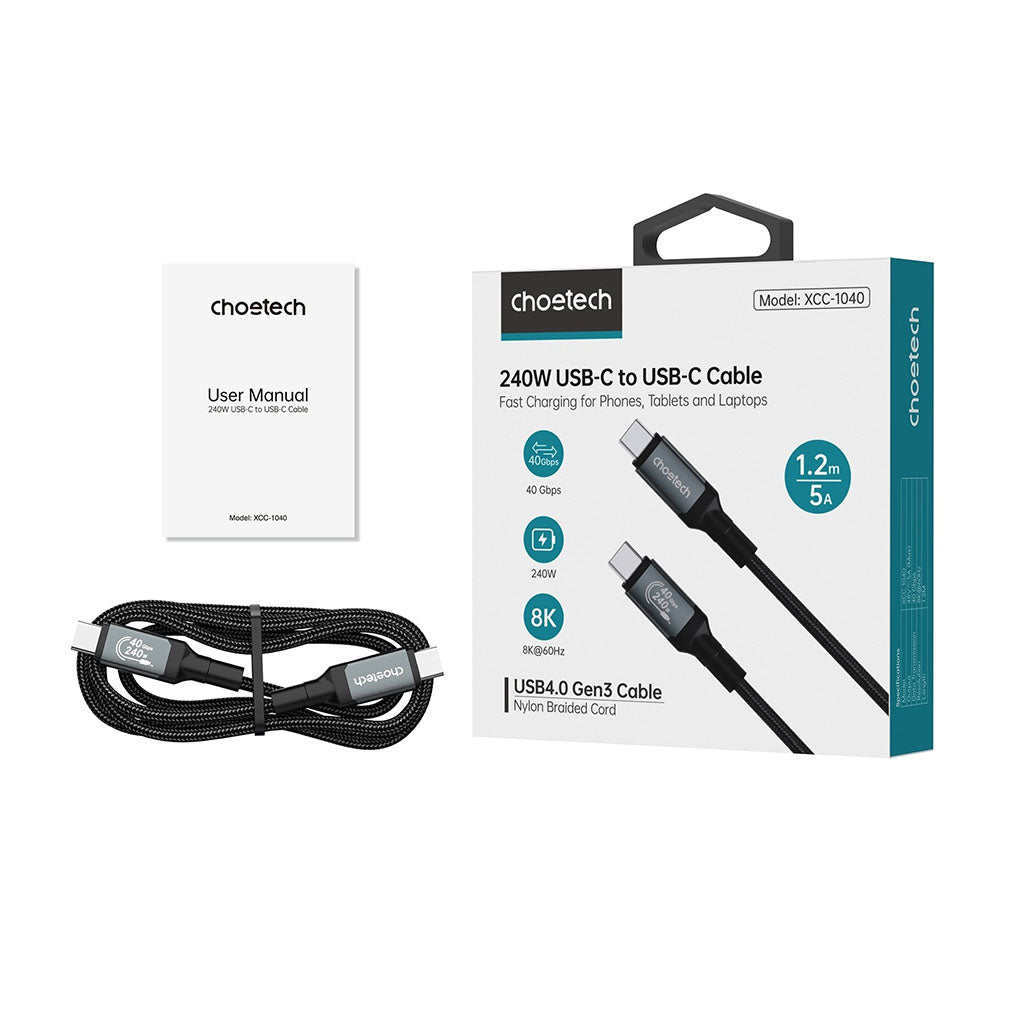 Choetech XCC-1042 2m 240W PD 8K 60Hz Video & Audio USB-C Braided Cable(ELECHOXCC1042) - 3