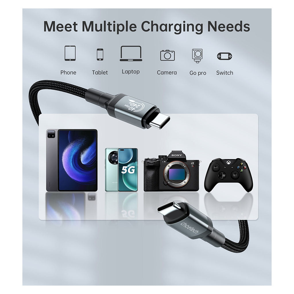 Choetech XCC-1042 2m 240W PD 8K 60Hz Video & Audio USB-C Braided Cable(ELECHOXCC1042) - 10