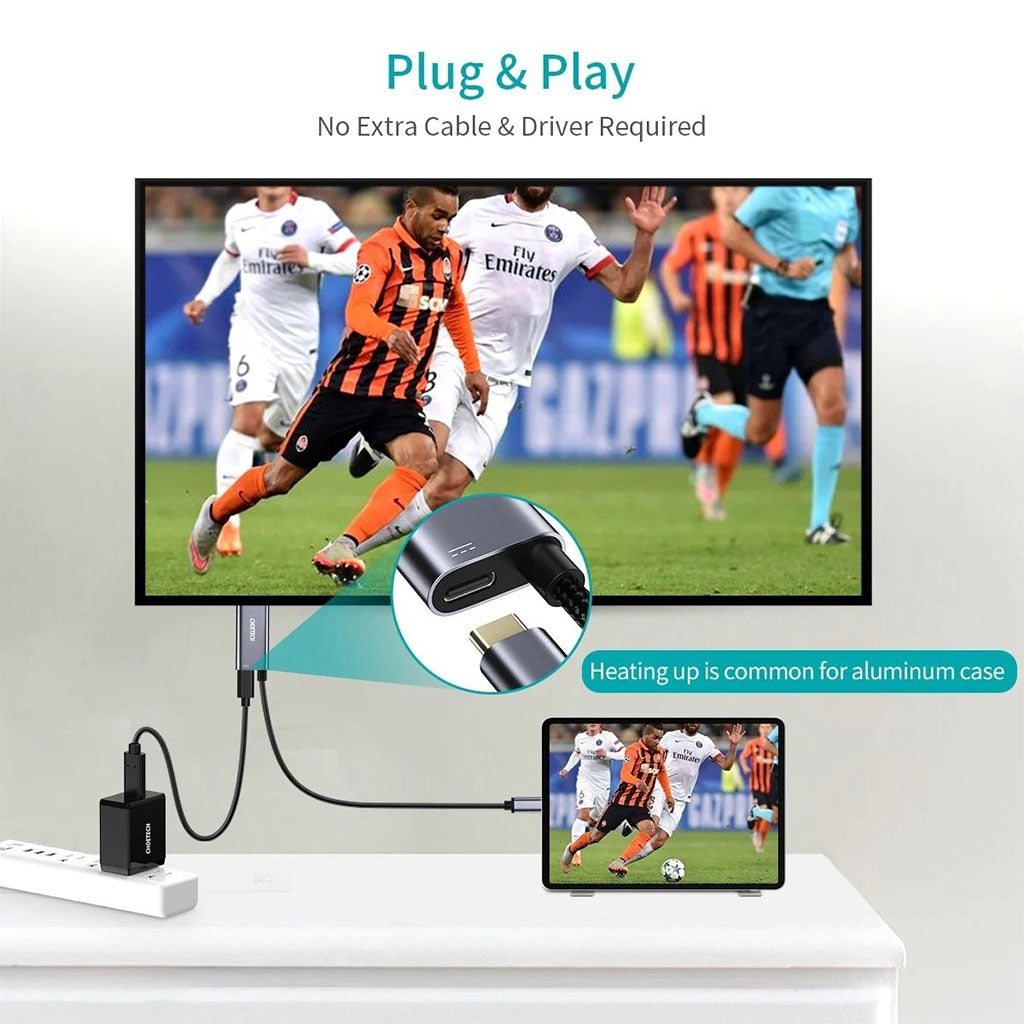 Choetech XCH-M180-GY-V2 1.8m Unidirectional Adapter USB-C to HDMI 4K 60Hz + 100W PD(ELECHOXCHM180GYV2) - 3