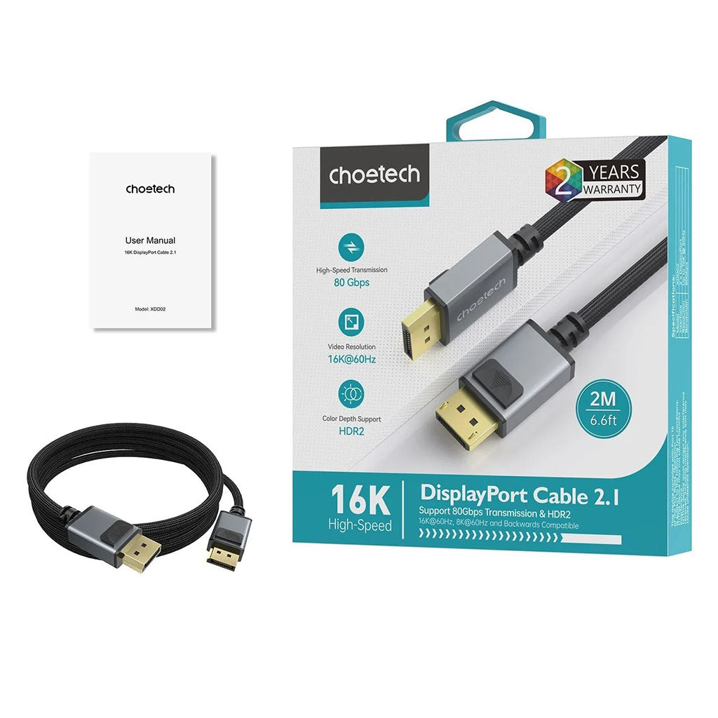 Choetech XDD02 2m 16K 60Hz DisplayPort to DisplayPort Cable(ELECHOXDD02) - 3