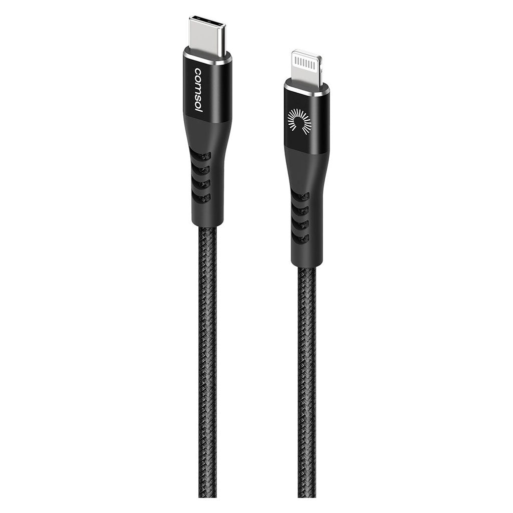 Comsol 1.2m USB-C to Lightning Cable Reinforced with Aramid Fibre - Black(CLKVBK) - 1