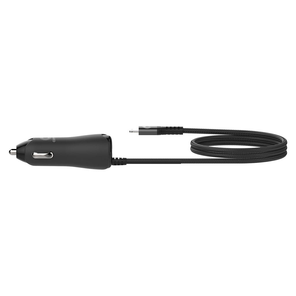 Comsol 2 Port USB Car Charger with Lightning Cable 2.4A(24W)(CCALBK) - 2