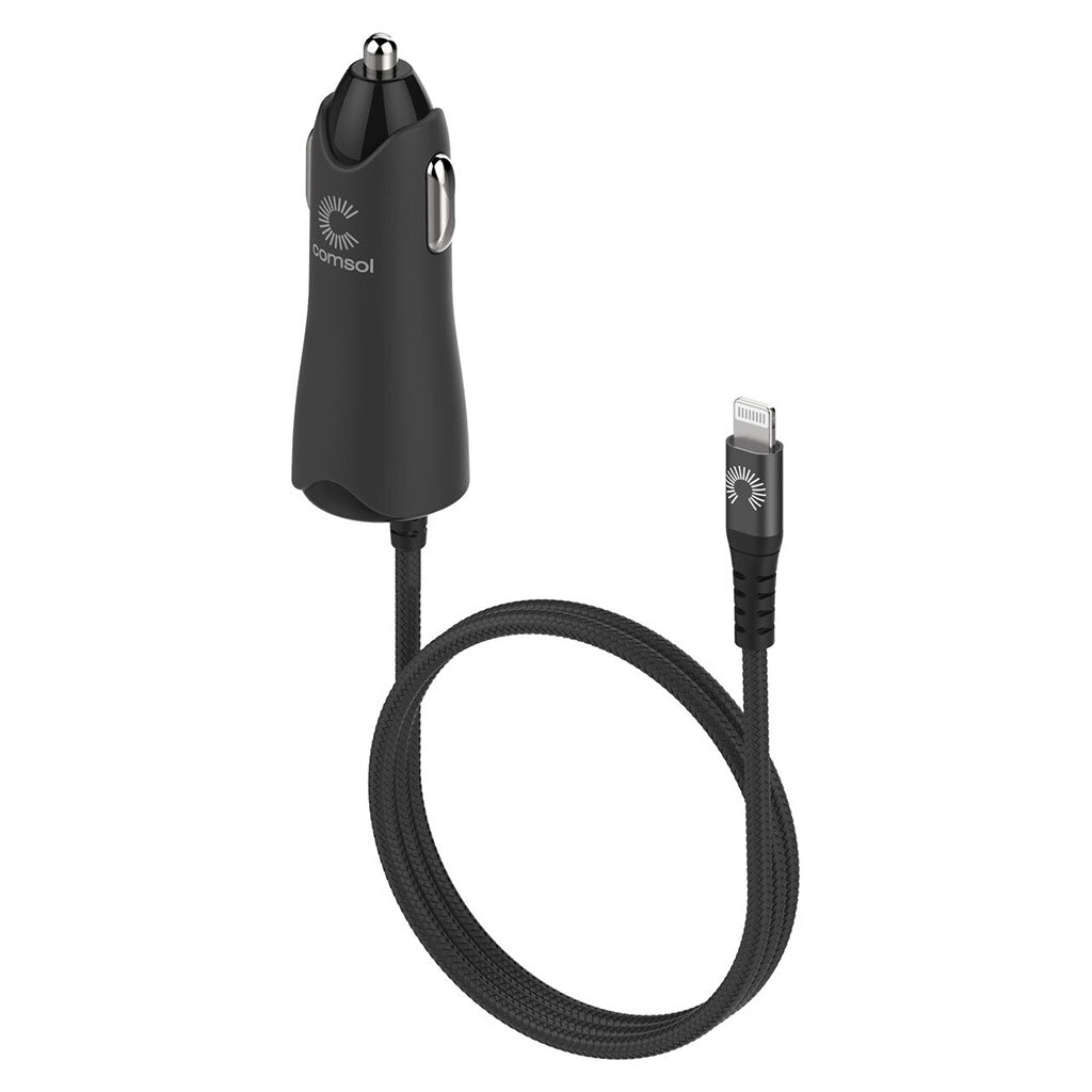 Comsol 2 Port USB Car Charger with Lightning Cable 2.4A(24W)(CCALBK) - 3