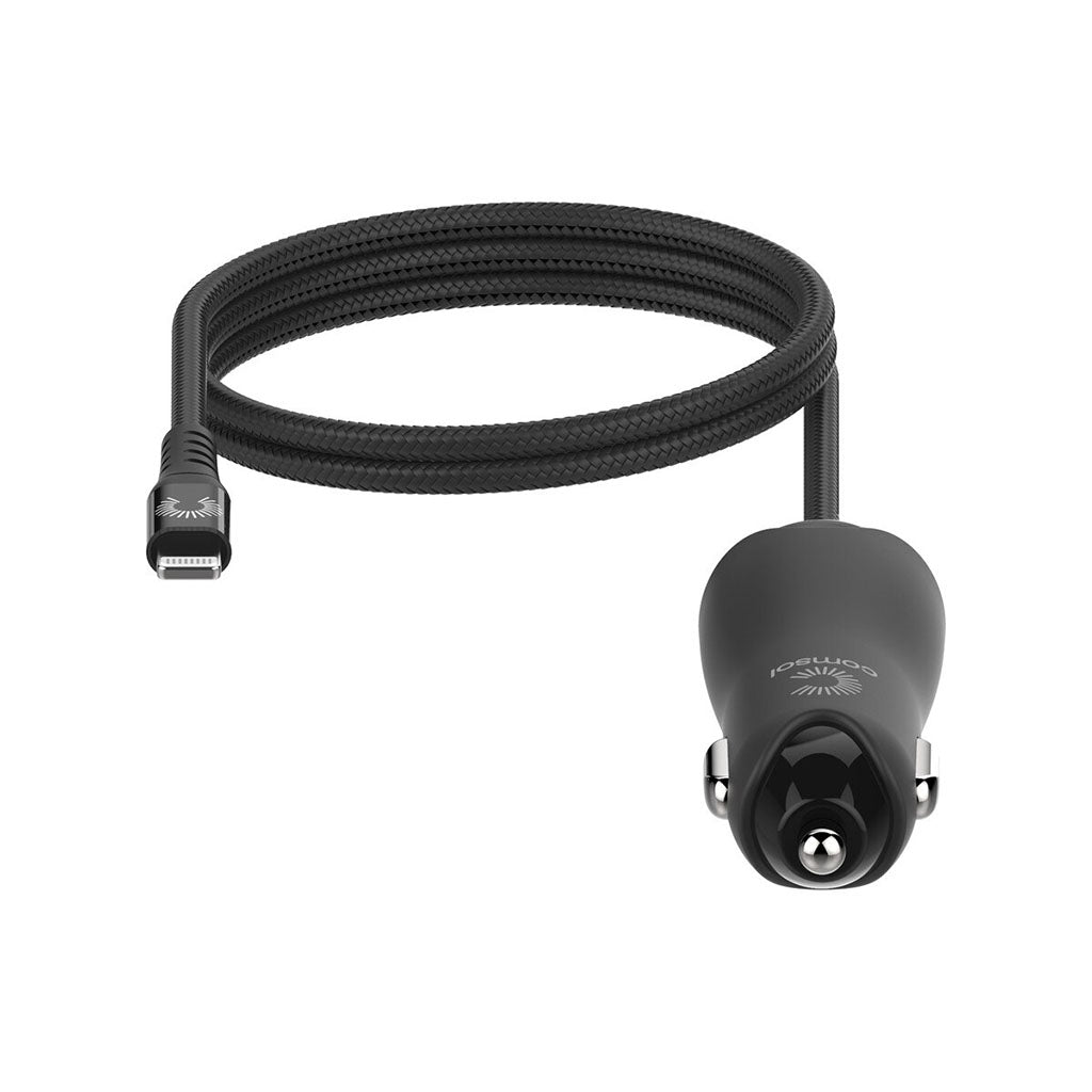 Comsol 2 Port USB Car Charger with Lightning Cable 2.4A(24W)(CCALBK) - 4