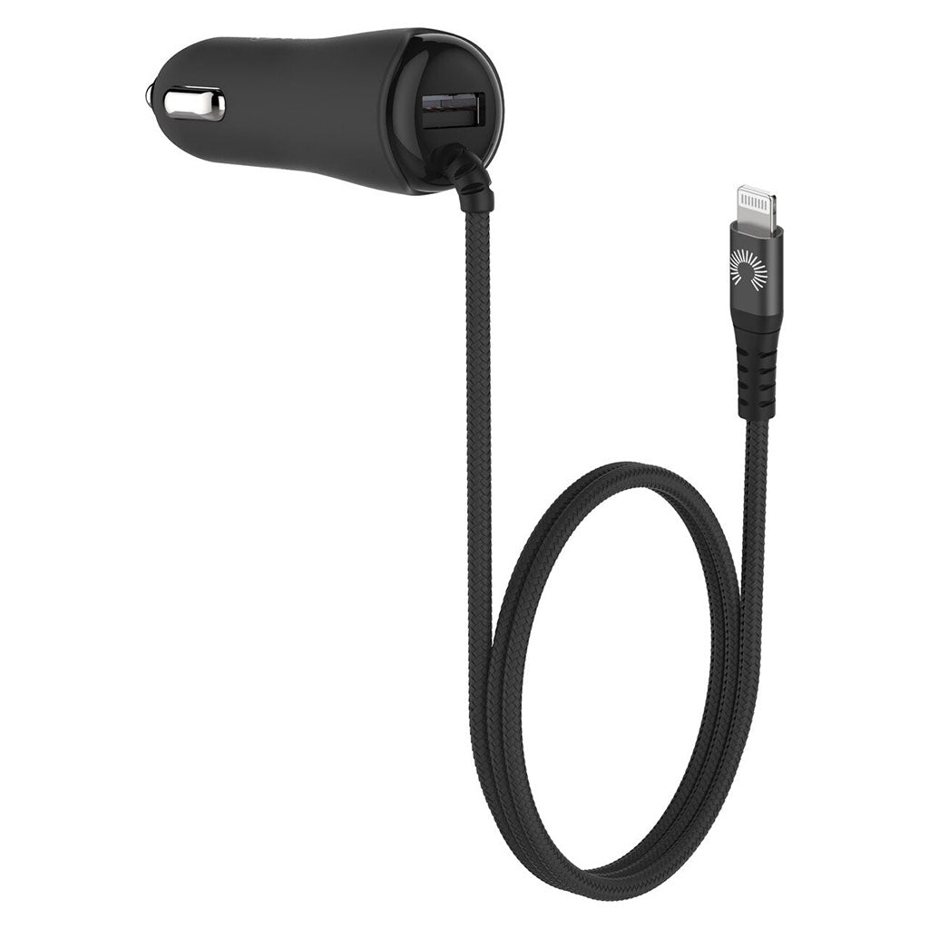 Comsol 2 Port USB Car Charger with Lightning Cable 2.4A(24W)(CCALBK) - 1