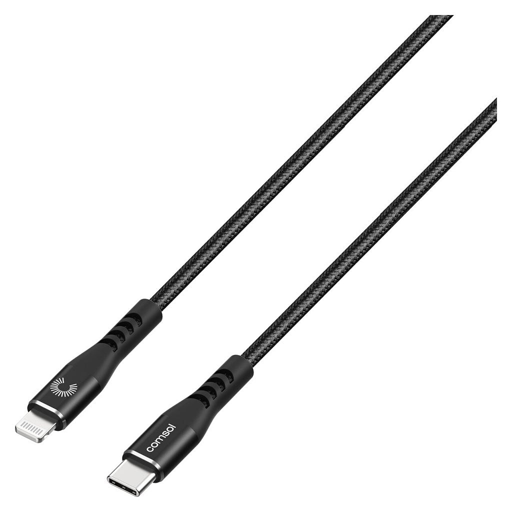 Comsol 2m USB-C to Lightning Cable Reinforced with Aramid Fibre - Black(CL2KVBK) - 3